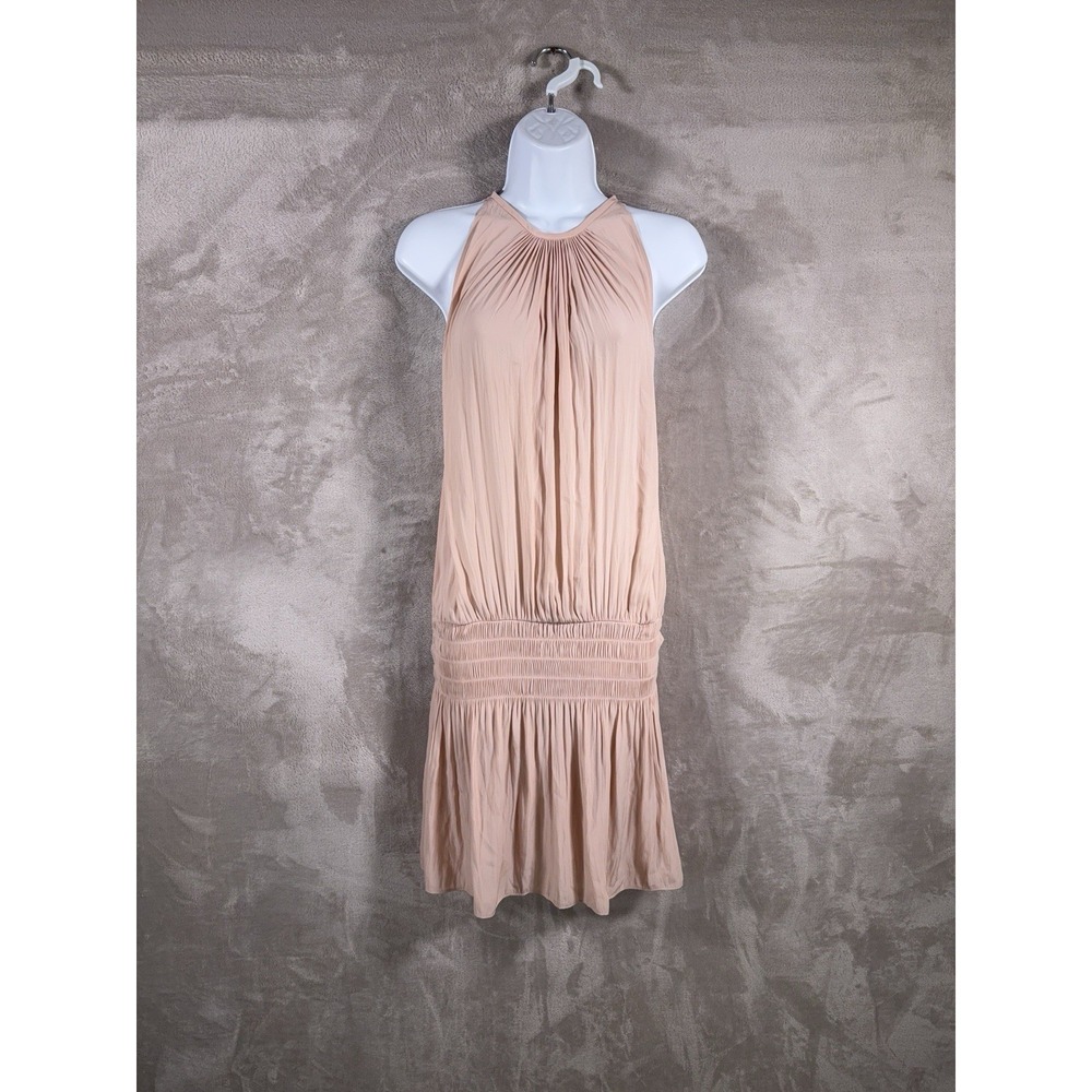 Ramy‎ Brook Paris Sleeveless Dress Womens Size XS Pink Halter Pleated Smocked